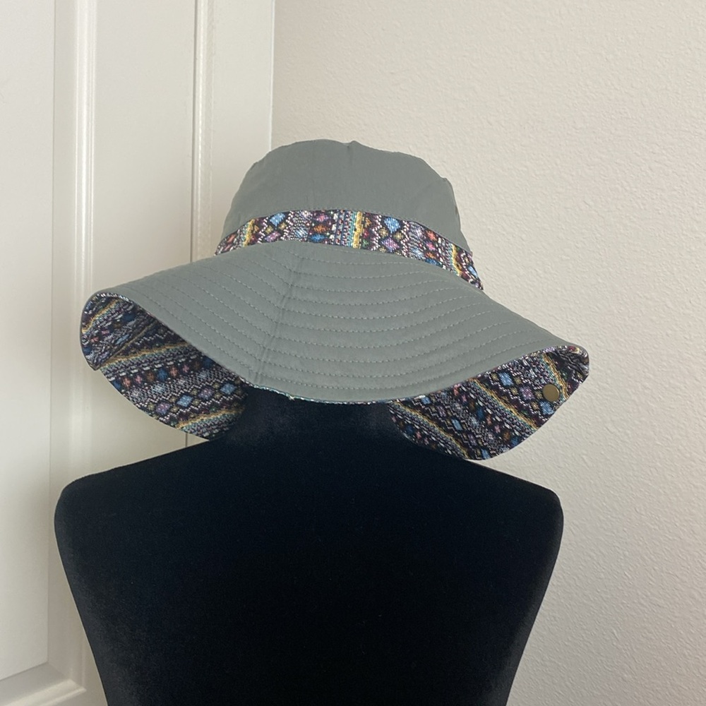 Western Boho Cowgirl Hat 2Way Embroidered Hicking Travel Sunhat - Picture 3 of 7